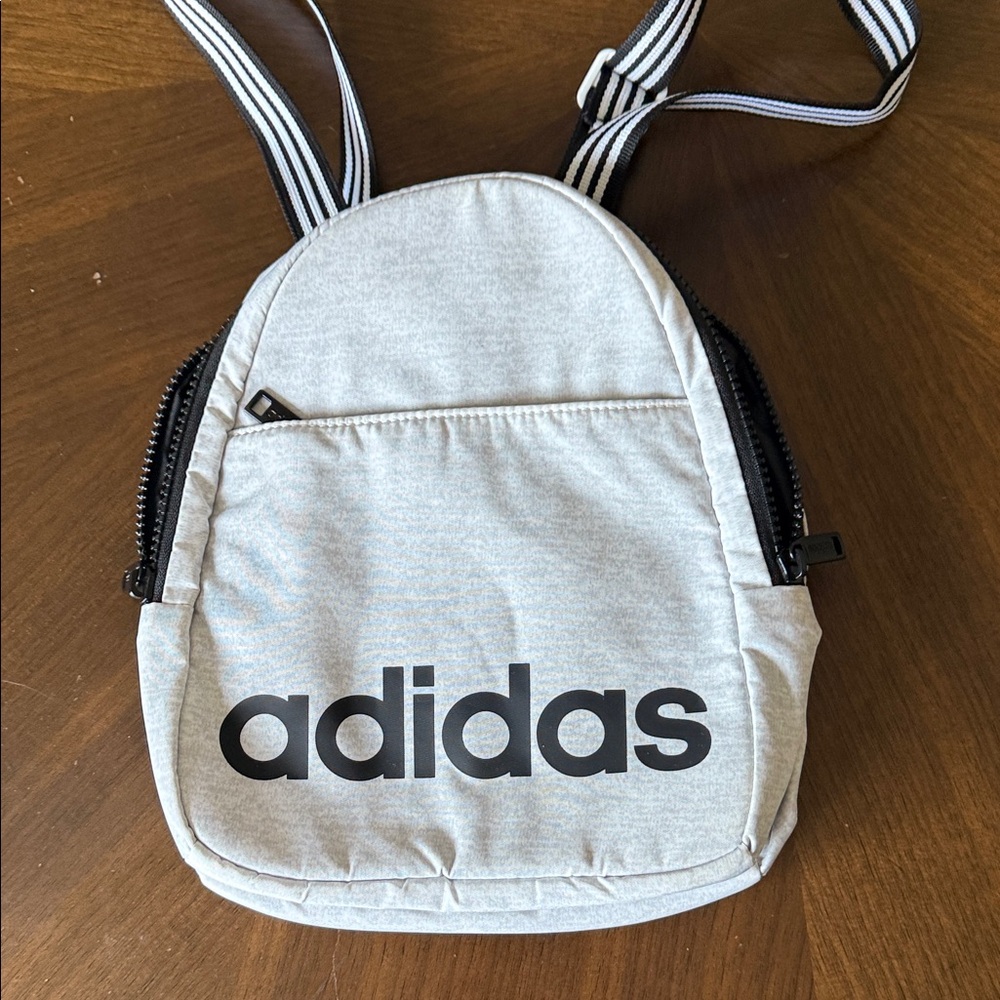 Adidas Light Gray Backpack with Black Logo